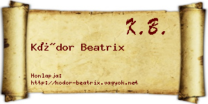 Kódor Beatrix névjegykártya